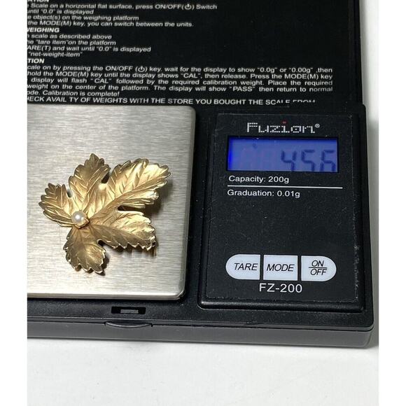 Winard 1/20 12k Gold Filled Brooch Pin Pearl Leaf Estate Vintage - Picture 6 of 6